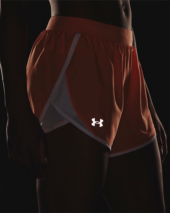 Women's UA Fly-By 2.0 Shorts, Orange, pdpMainDesktop image number 3